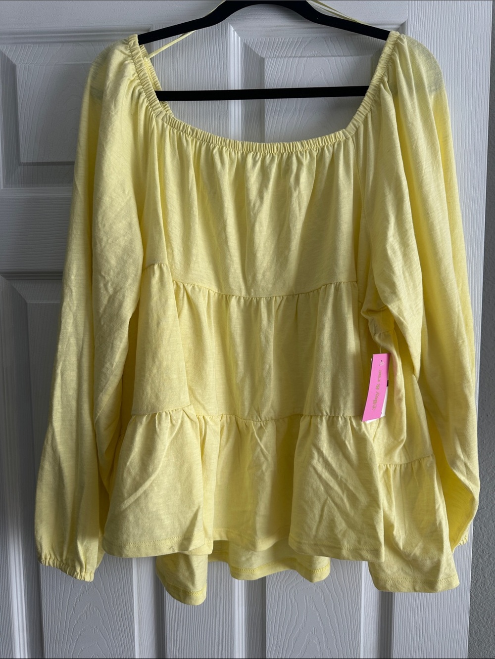Riley & Rae Light Yellow Tiered Peasant Blouse